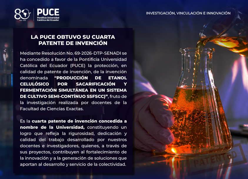 4ta patente PUCE: PRODUCCIÓN DE ETANOL CELULÓSICO POR SACARIFICACIÓN Y FERMENTACIÓN SIMULTÁNEA EN UN SISTEMA DE CULTIVO SEMI-CONTíNUO SSFSCC